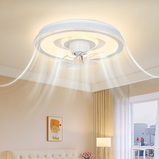 Ventilador de dormitorio inteligente Ventilador de dormitorio V-Power Lámpara LED LECH Sala de estar Comedor Comedor moderno Luz de techo simple Luz de ventilador 9904-B Galaxy White-96W Aurora-360 Cabezal de temblor