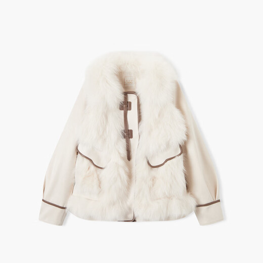 Aiju Rabbit's new winter fox fur windproof and warm fashionable fur jacket EWQGJ4N004A beige inlay 04 155/80A/S
