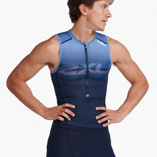 2XU Aero Series Triathlon Cycling Suit for Men Summer Outdoor Mountain Road Bike Quick-Drying Breathable Vest Midnight Blue S