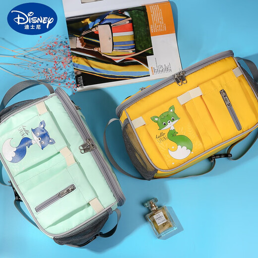 迪士尼（Disney）宝妈带娃出门婴儿妈妈便携包包帆布大容量挂婴儿车妈咪遛娃母婴包 奥本黄