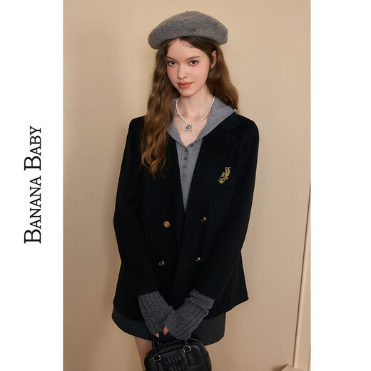 Banane Baby Banane Baby 2024 neuer Stil grauer Pullover Frauen Kapuze Pullover Slim Body D244MY683 Schwarz M
