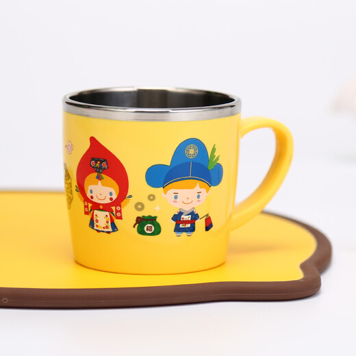 LOCK & LOCK children's tableware imported stainless steel primary school milk cup cartoon cup with handle water cup 250ml