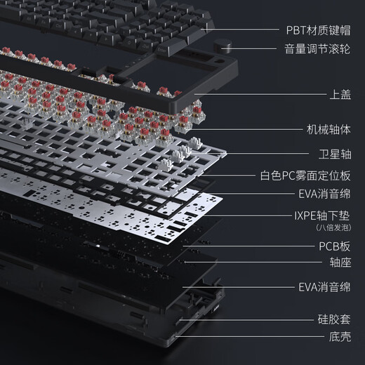 AJAZZ AK992 side-engraved mechanical keyboard Gasket three-mode hot-swappable 2.4G/wired/Bluetooth PBT original RGB computer e-sports game factory red axis