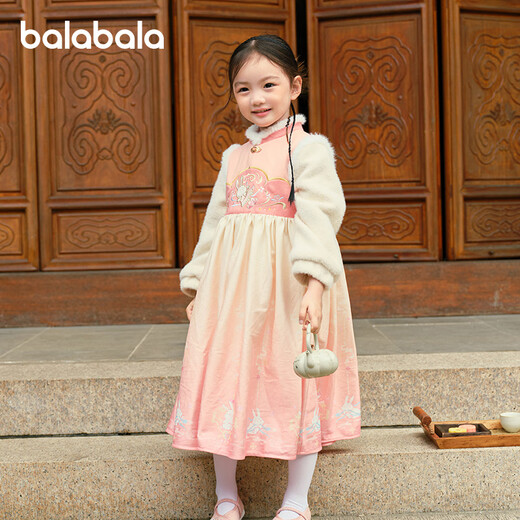 Balabala children's clothing girls Hanfu autumn and winter new Chinese New Year embroidered children's dress