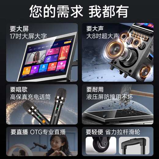Xianke (SAST) Family KTV Audio Set Square Dance-Audio mit Display Screen Housed Song Order Machine Verstärker Alle Outdoor-Karaoke Singen Volles Set Equipment [K Song Innen- und Außenbereich] Dreiseitiger Lautsprecher + 288g
