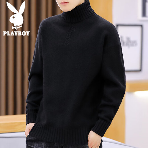 花花公子（PLAYBOY）毛衣男高领秋冬季针织衫男士外套修身毛线衣纯色百搭打底衫