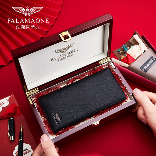 Billetera para hombres Falamaone cuero genuino de cuero larga billetera multifunción para el regalo de cumpleaños del padre de mi esposo.