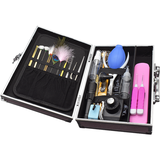 Xiaoyao Wang Professional Ear Picking Tool Set, Light Ear Picking Spoon for Cleaning Ears, Goose Feather Stick, Visual Hand Lamp, Chicken and Crane Feather Stick, Silver Set (Hand Lamp + Thumb Lamp) 1 Piece