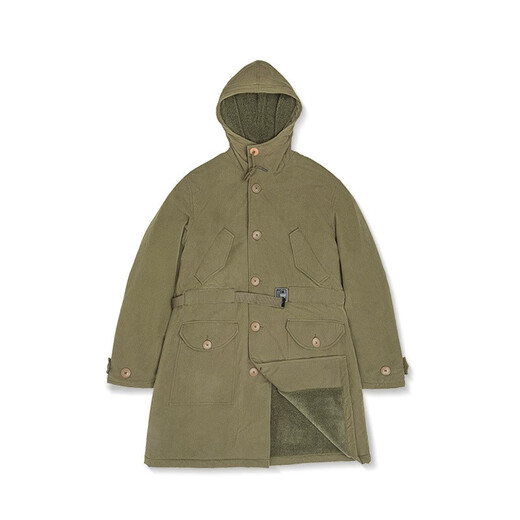 Maden Workwear American Retro M47 Park Fleece Kapuze-Militärmantel mit mittlerer Länge warme dicke Baumwolljacke Herren Winter Military Green S