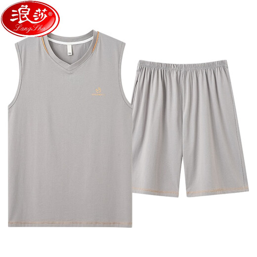 浪莎（LangSha）男士睡衣夏季莫代尔背心无袖薄款休闲家居服可外穿加大码夏天套装 NJR-T12027 XL