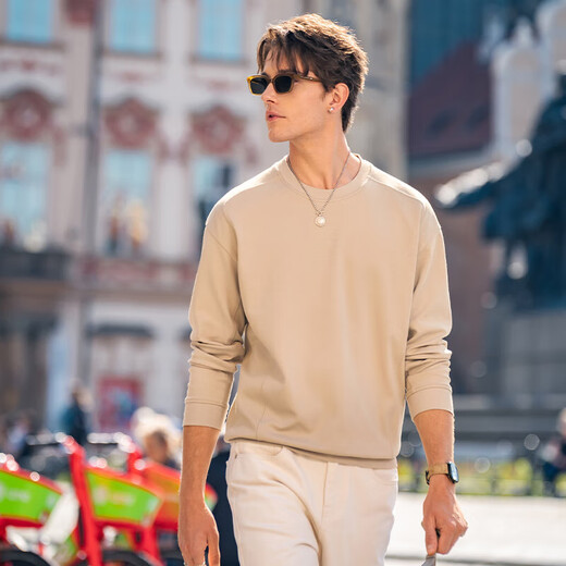 
Mr. Bu Bu’s thin base sweatshirt for men’s silhouette round neck pullover body 2025 new product KT15685 bronze green XL /180