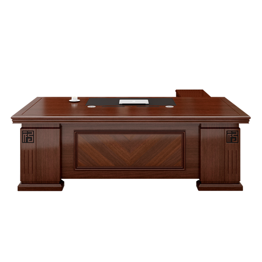 Rulan boss desk office desk and chair combination new Chinese style executive desk office Chinese style president desk manager desk supervisor desk 2.4 meters table + double side cabinets
