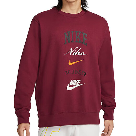 耐克（NIKE）卫衣男装2025夏季新款运动服加绒保暖时尚圆领套头衫FN2611-010 FN2611-677红色内里加绒 2XL