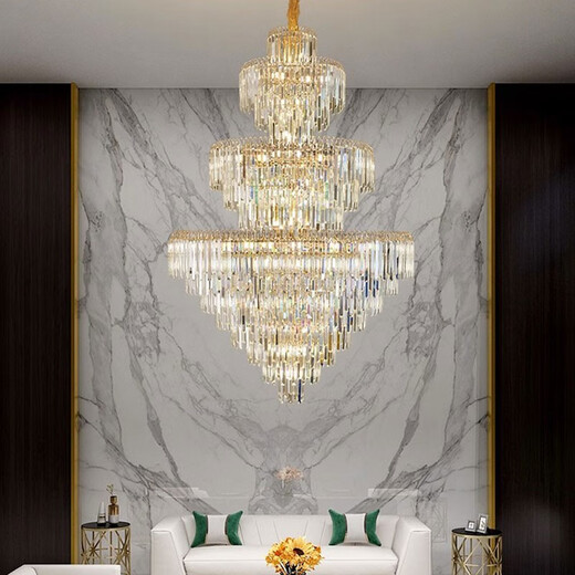 Shilan Light Luxury Duplex Gebäude großer Kronleuchterkristall-Lampen Villa Wohnzimmer leeres Gebäude mit mittleren Bodentreppenleuchte 6628-100*150 cm-drei Farbenbacken Installation