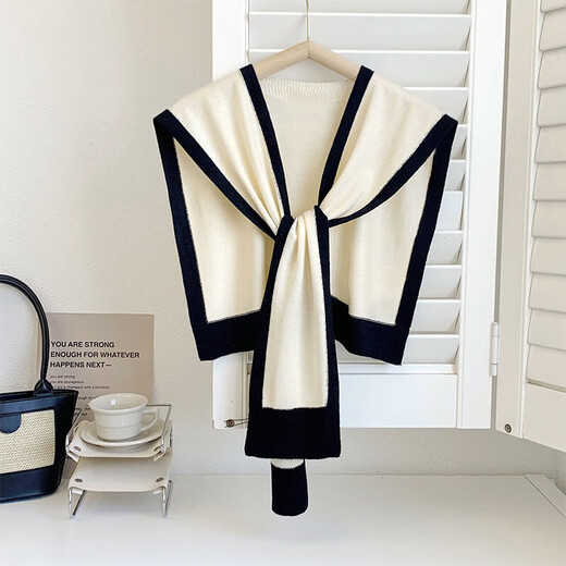 Heng Yasheng Buff para mujeres Color sólido Fragancia pequeña Spring en blanco y negro Spring y Autumn Budited Exterior con bufanda de habitación con aire acondicionado con protección de hombro y cuello Collar falso chal de chal de verdes