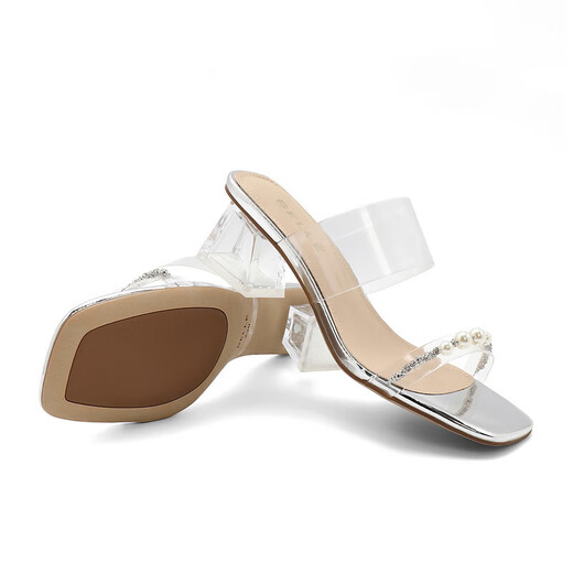 BELLE HEHE VERHALTUNG DICK FEHR FLIP-FLOPS FÜR Women transparente Gurtschuhe A9B1DBT4 Silber 36