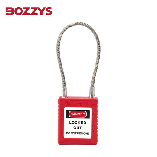 BOZZYS engineering padlock stainless steel cable safety lock 150*3.2MM energy isolation industrial cable safety lock BD-G41KD 2 keys not open