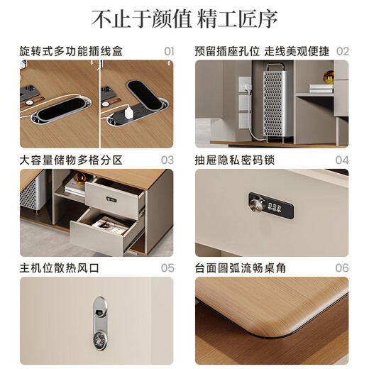 Wolin E0 level manager desk boss desk simple modern high-end president single supervisor office desk and chair combination single side cabinet-1.6m boss desk + chair