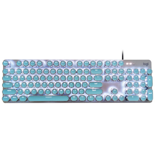 罗技（Logitech） K845 有线机械办公键盘 游戏电竞 朋克复古键盘外设电脑笔记本节日礼物 diy个性键帽 K845(茶轴)+经典朋克键帽-蓝
