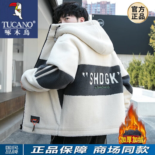 啄木鸟（TUCANO）羊羔绒棉衣男冬季新款棉服男装短款韩版潮牌棉袄保暖加绒加厚衣服 JK9905灰色 XL