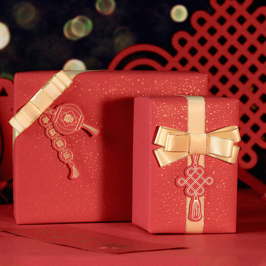 Craftsman Gift Wrapping Paper with Ribbon New Year Gift Red Wrapping Paper Annual Party Sprinkle Gold Paper New Year's Day New Year's Eve