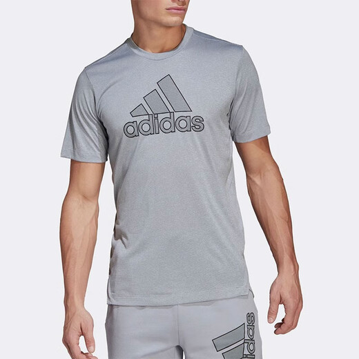 Adidas kurzärärmiges T-Shirt für Männer 2025 Sommer Sportswear Fitness Training Sweatshirt, das atmungsaktive halbe Ärmeln läuft, HB9194 Gray M empfohlen 135-155Jin [Jin ist 0,5 kg]