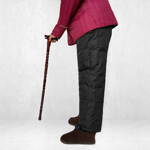 Zoomell grandma down pants thickened winter duck down straight loose warm pants women's high waist deep crotch elastic waist down pants black 165