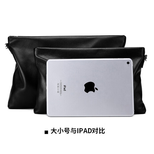South Young Herren Handtasche echte Leder -Herrenbeutel große Kapazität Kupplung Handtasche Doppel Clip -Tasche Business Casual Mode Umschlagbeutel Schwarz klein