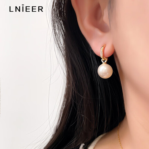 Lnieer Shijia pearl ear clips without pierced ears for women autumn and winter temperament earrings and earrings light luxury high-end 2025 new ear jewelry 12MM milk white pearl ear clips pair