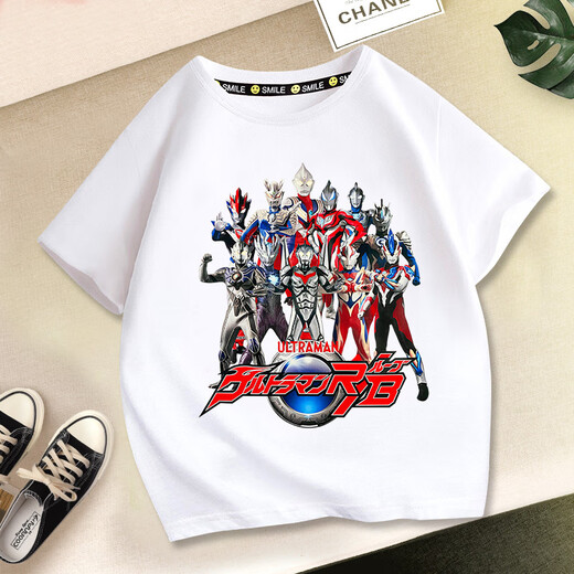 Qiulaitu Ultraman-Kleidung Jungen kurzärmelig T-Shirt New Children's Sommer Ultraman Kleidung mittelgroße Kinderbaumwäsche 1048 Black-Short-Ärmel 140 cm Empfohlenes Gewicht 50-60jin [Jin gleich 0,5 kg]