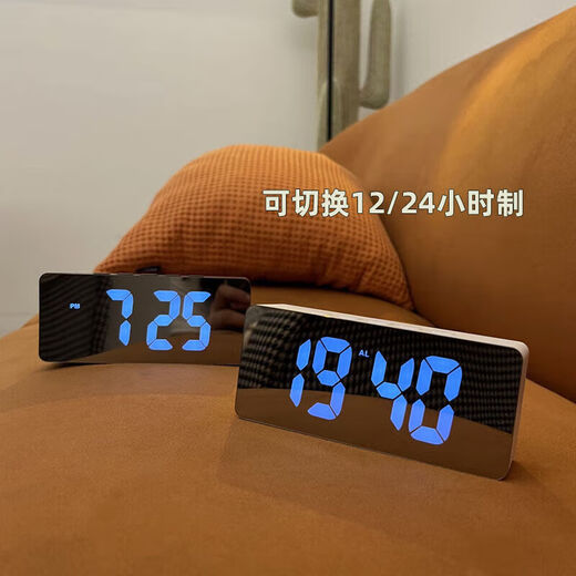 Connect the Yunmao Xiaomi Mi Mijia General Ins Simple LED Luminous Alarm Clock Desktop Mirror Clock Temperature Sleeping Battery 719 Black LED Mirror Clock - Battery + USB Cable