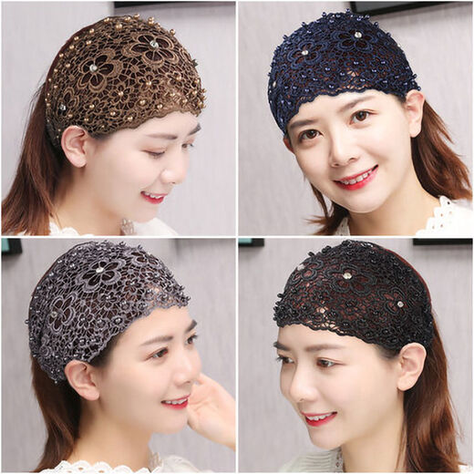 Qumeisi's new plum blossom hollow hairband Douyin Internet celebrity wide-brimmed pressed hair non-slip white hair cover headband women's headwear headband hairband single row diamond-coffee