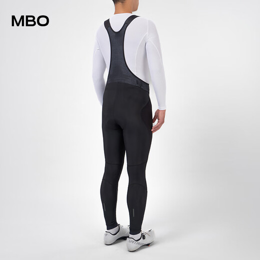 MBO winter men's fleece cycling bibs racing windproof mukawa road cycling jersey black M