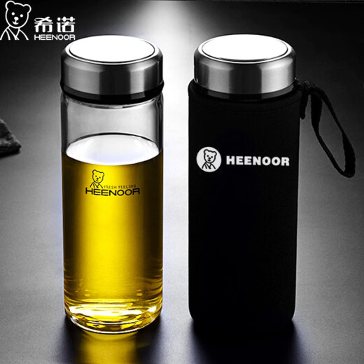 希诺单层玻璃杯便携大容量加厚男女士办公泡茶水杯子XN-90069007 xn-6190本色280ml带滤网 赠杯套
