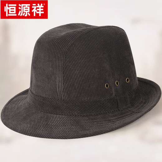 Hengyuanxiang älterer Hut Herren Winter im Freien Samthut Mode Jazz Hut im Freien Winterhut mittleren und älterer Top-Hut-Lichtkastanien L (58-60 cm)