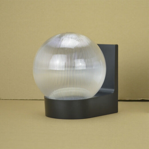 Yaotian Outdoor Waterproof and Sunproof LED Ball Wall Lamp Simple Modern Balcony Aisle Staircase Exterior Wall Creative Ball Wall Lamp Black Base Transparent Striped Ball Without Bulb