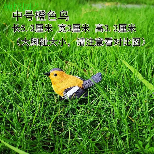 Phoebe gardening micro-landscape ornaments bird resin crafts cute simulated bird's nest gardening bonsai decorative bird eggs medium orange bird