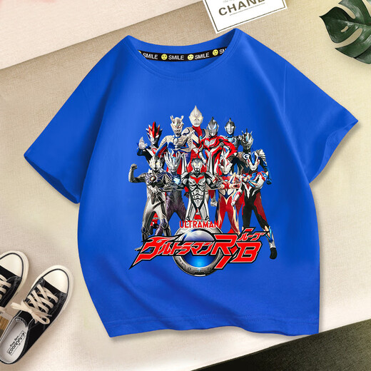 Qiulaitu Ultraman-Kleidung Jungen kurzärmelig T-Shirt New Children's Sommer Ultraman Kleidung mittelgroße Kinderbaumwäsche 1048 Black-Short-Ärmel 140 cm Empfohlenes Gewicht 50-60jin [Jin gleich 0,5 kg]