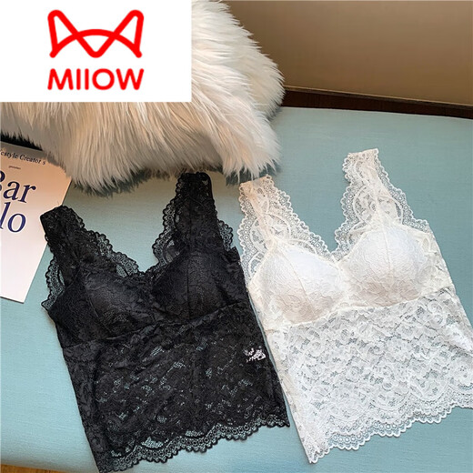 猫人（MiiOW）品牌 性感蕾丝美背背心女春季2025新款内搭打底吊带修身无袖短款 白色 均码