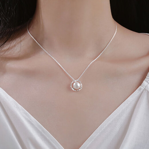 LAST KISS999 pure silver pearl necklace for women 2025 new light luxury niche high-end clavicle chain for Valentine's Day gift 999 silver pearl necklace