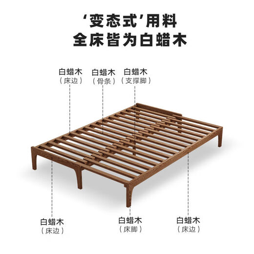 意居匠白蜡木伸缩床推拉床抽拉床全实木可折叠沙发床一体两用小户型单人 颜色可选(默认发胡桃色)勿拍不发