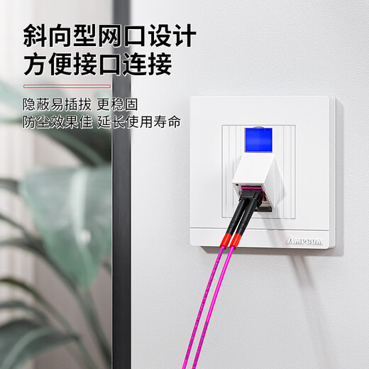 AMPCOM fiber panel socket single port 86 type telecommunication grade LC duplex dual core single mode fiber jumper fiber cable tail fiber coupler flange docking wall mother seat AM86LC01