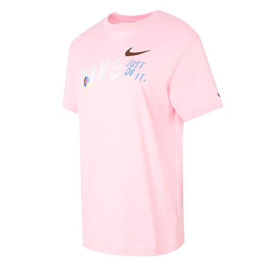 耐克（NIKE）短袖女装2025夏季运动服时尚宽松透气圆领休闲上衣半袖T恤  FJ7714-690粉色 XL