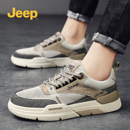 [Offizielle Autorisierung] Jeep (Jeep) Herrenschuhe und -stiefel 2022 Sommer Neues Produkt im Freien atmungsable Mesh Panel Schuhe Einfacher Gummi -Sohle -Freizeitschuhe modische Low Top -Kontrastschuhe 1098 Retro Farbe 40