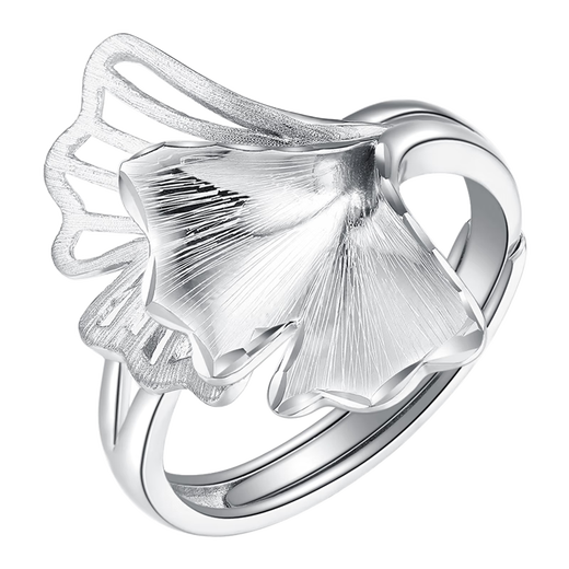 Shengshi Qiyuan platinum ring women's pt950 platinum ring women's live mouth adjustable three lives lucky ring platinum three lives apricot ring 5.76g (live mouth)