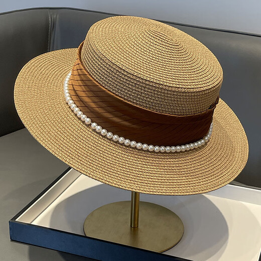 Pengxuan französischer Promi -Stil Top -Hut für Frauen Neue Sommer Elegante Perle Gras gewebt