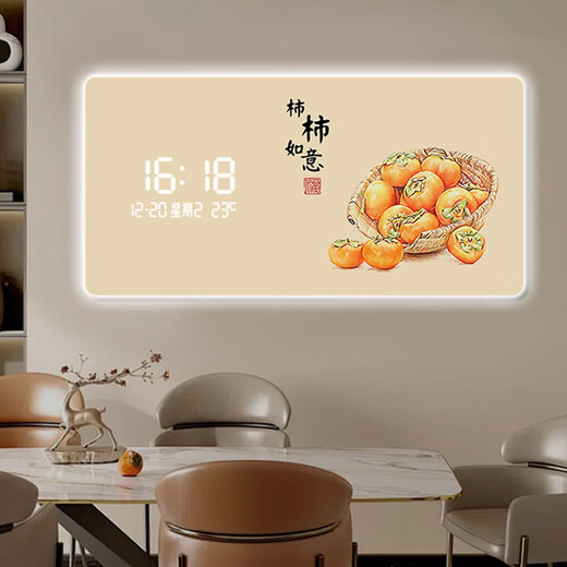 Nouveau ping de style chinois Une peinture décorative du restaurant Xile avec horloges, lumières murales, horloges électroniques, table à manger de salon peinture JD14124 Modèle d'affichage numérique 120 * 60 convient aux restaurants à environ 1,8 mètre