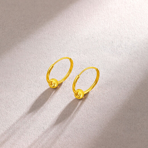 Saturday Fu 5G craft gold earrings for women sparkling gold beads pure gold earrings price A0910235 one pair about 1.27g