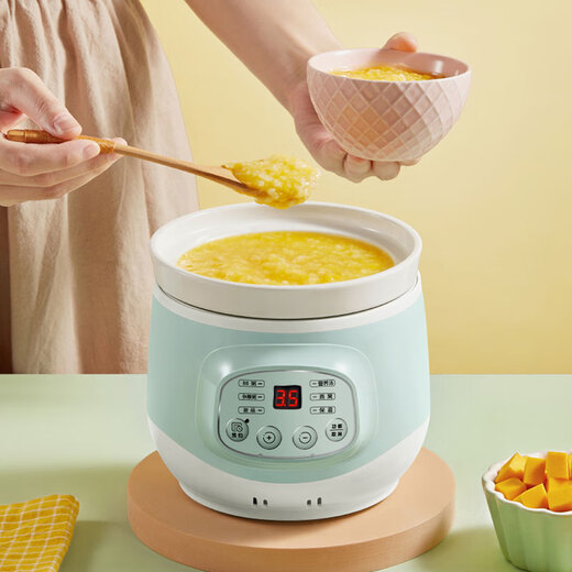 Bear electric stew pot for 1-2 people, small stew pot for cooking porridge, intelligent appointment timer, soup pot, stew pot, bird's nest stew pot, mini microcomputer BB porridge cooker, baby food supplement pot, intelligent appointment and no supervision, 1L white porcelain liner DDG-D10J2