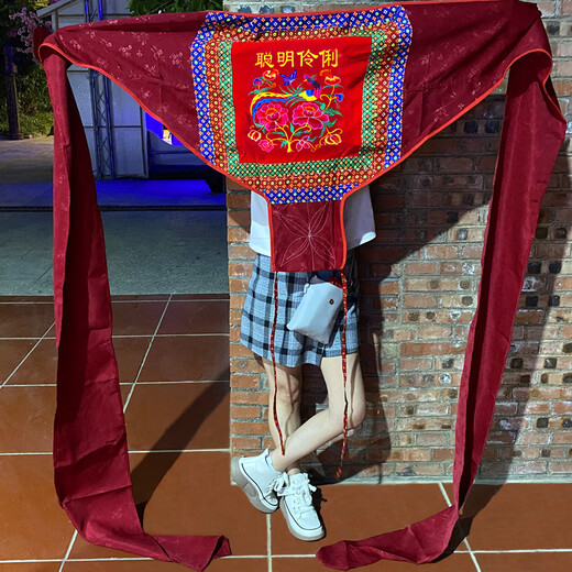 Yusen Is Guangxi traditional old-fashioned baby strap baby back bag back style ethnic embroidery traditional earth turtle universal season wine red 5 red embroidery smart